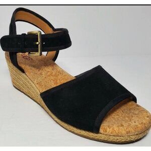Ugg Wedge Shoes Womens Black Espadrille Strap Sz 8